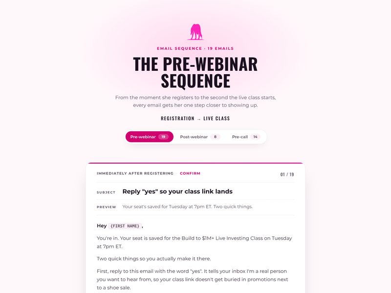 Pre-webinar sequence preview