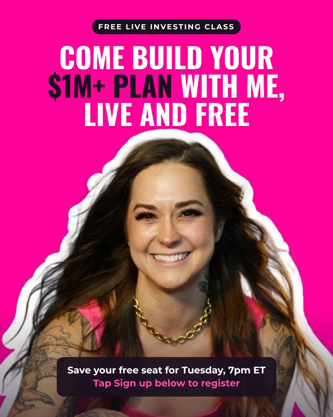 Come build your $1M+ plan with me, live and free, Tuesday 7pm ET